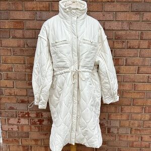 NWT Motherhood Maternity Elegant Women's Quilted Cream Puffer Coat